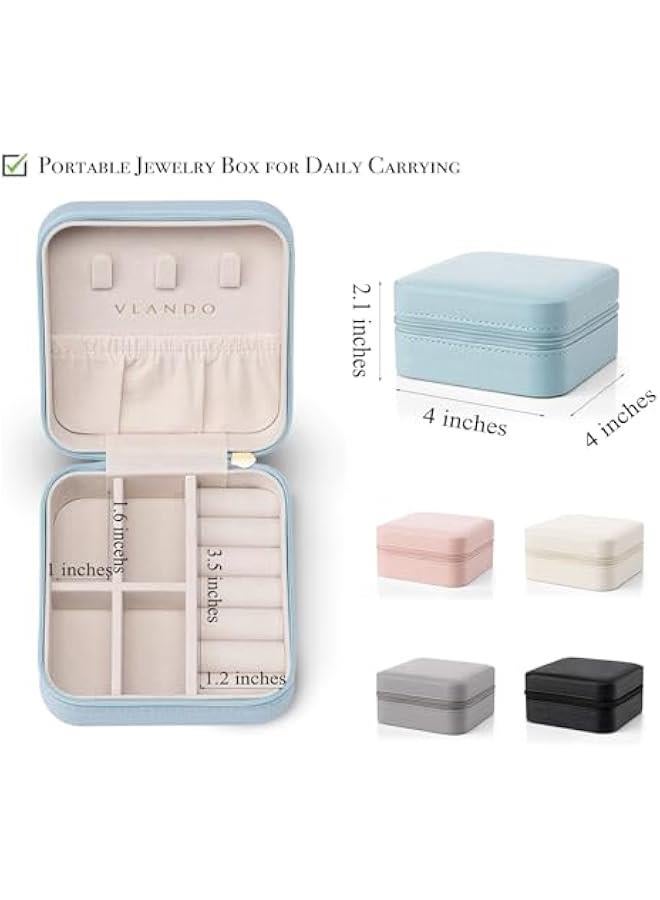 عربست حقبة تخزين وعرض صغيرة من الجلد الصناعي لتنظيم المجوهرات أثناء السفر للأقراط والخواتم والقلادات من فلاندو - Image 4