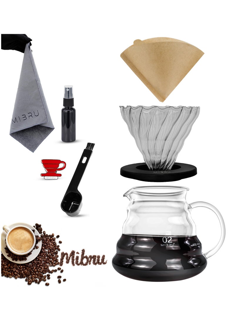 ميبرو مجموعة تقطير ادوات آلة القهوة المختصة V60 تحتوي على 5 قطع صب فوق القهوة بالتنقيط والتقطير - Image 1