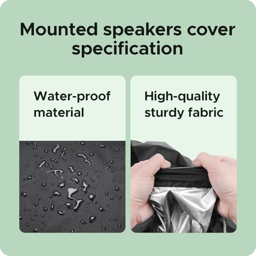 Encasify Mounted Speaker Cover – Water-Resistant Protective Dust Cover for Stand-Mounted Speakers – (Speaker & Stand Not Included) - Black (Black, 8 INCH) - Image 4