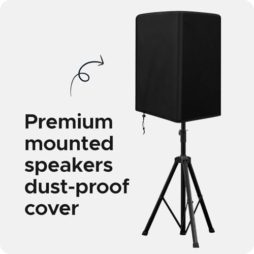 Encasify Mounted Speaker Cover – Water-Resistant Protective Dust Cover for Stand-Mounted Speakers – (Speaker & Stand Not Included) - Black (Black, 8 INCH) - Image 3