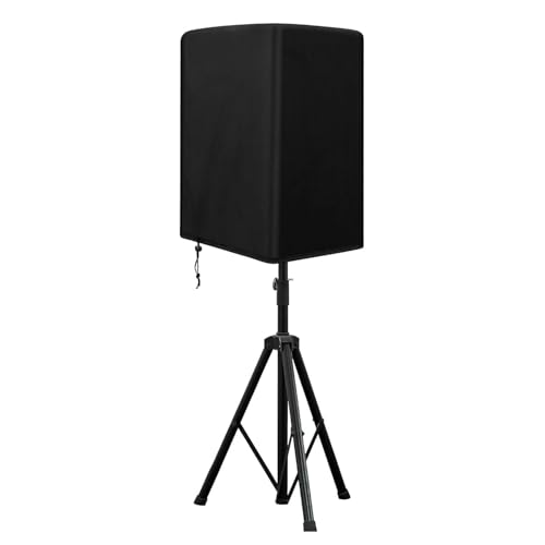 Encasify Mounted Speaker Cover – Water-Resistant Protective Dust Cover for Stand-Mounted Speakers – (Speaker & Stand Not Included) - Black (Black, 8 INCH) - Image 1