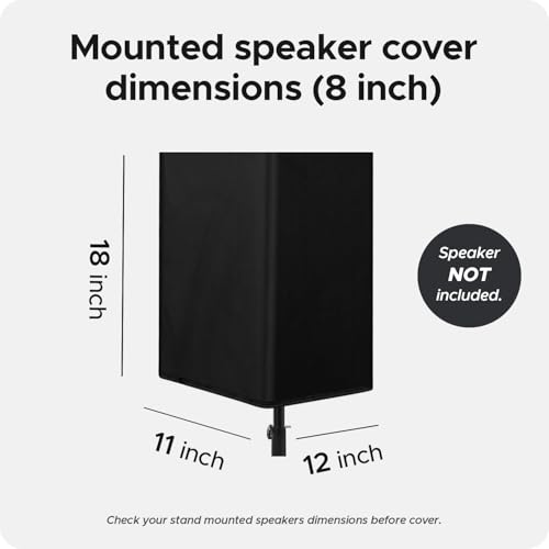 Encasify Mounted Speaker Cover – Water-Resistant Protective Dust Cover for Stand-Mounted Speakers – (Speaker & Stand Not Included) - Black (Black, 8 INCH) - Image 2