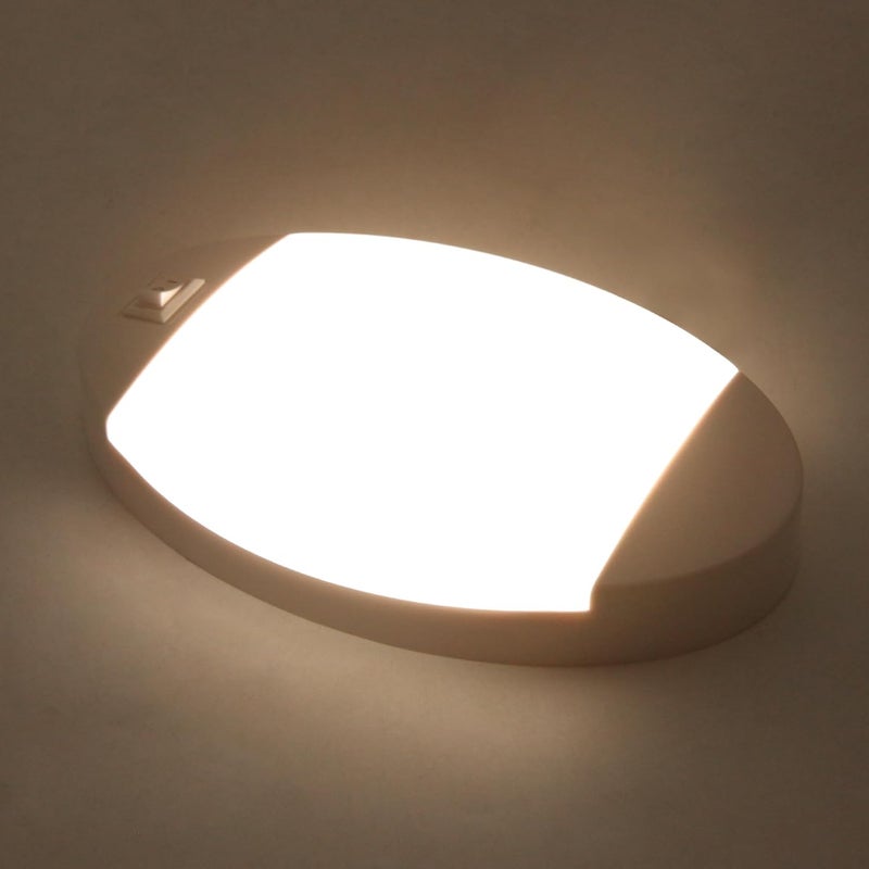 FACON 12V RV Oval Pancake Light, Length: 6'', 4000K Nature White Light, 12Volt Interior RV Ceiling Dome Light with On/Off Switch, for RV Motorhomes Camper Caravan Trailer Boat - Image 2