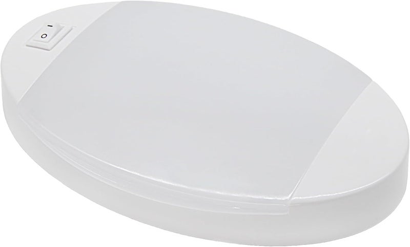 FACON 12V RV Oval Pancake Light, Length: 6'', 4000K Nature White Light, 12Volt Interior RV Ceiling Dome Light with On/Off Switch, for RV Motorhomes Camper Caravan Trailer Boat - Image 1