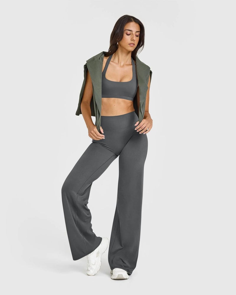 OQQ Yoga Pants Women High Waist Stretch Casual Soft Straight Leg Bottoms Darkgrey - Image 5