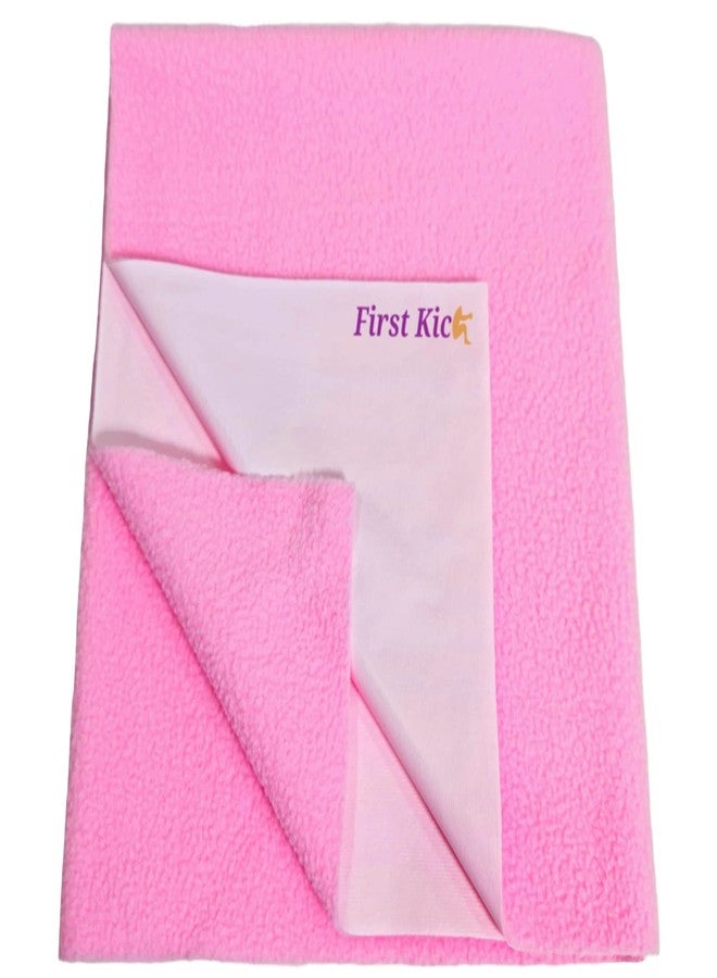First Kick Instadry Anti-Piling Fleece Extra Absorbent Quick Dry Sheet for Baby, Baby Bed Protector, Waterproof Baby Sheet, Large Size 140x100cm, Pack of 1, Pink - Image 1