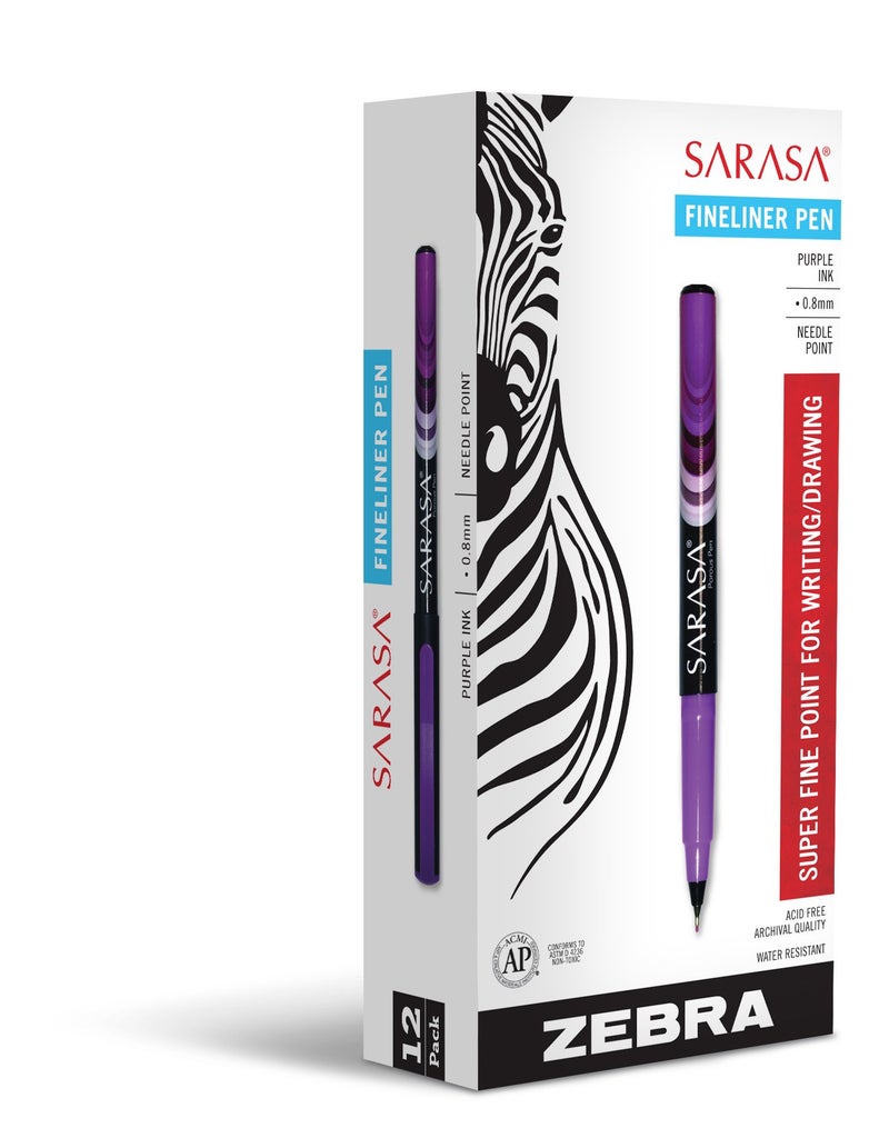 Zebra Pen Zebra Sarasa Fineliner Pen 0.8mm, Violet (66180) - Image 2
