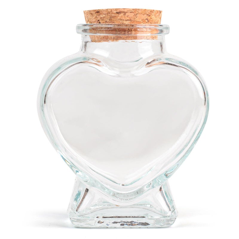 HSXIANG Heart Shaped Small Glass Jars with Cork Lids-5oz Clear Decorativ Bottles for DIY,Wedding Gift, Art Craft or Spell Jars. - Image 1