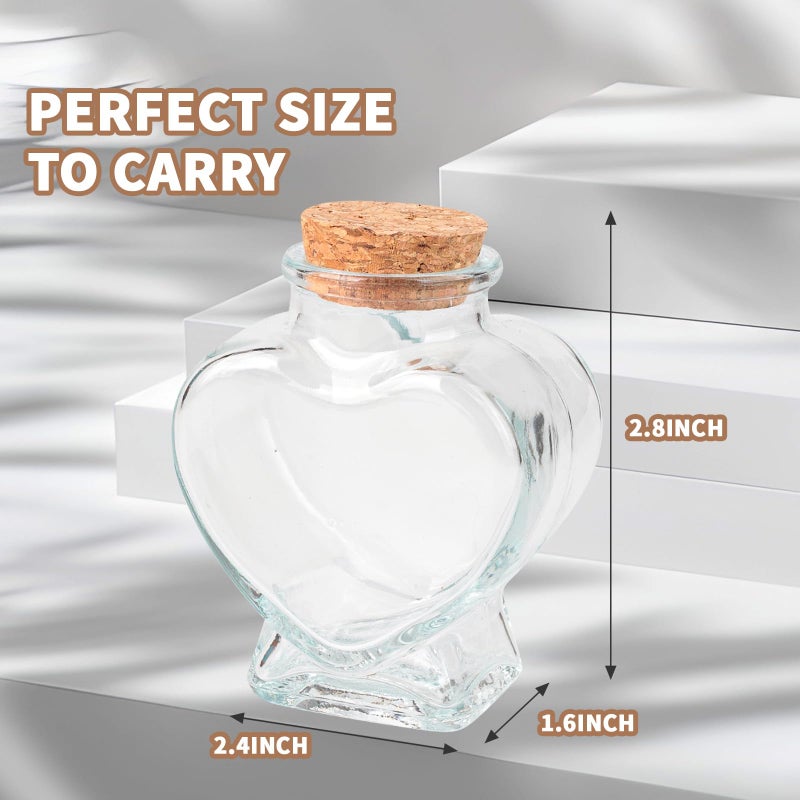 HSXIANG Heart Shaped Small Glass Jars with Cork Lids-5oz Clear Decorativ Bottles for DIY,Wedding Gift, Art Craft or Spell Jars. - Image 4