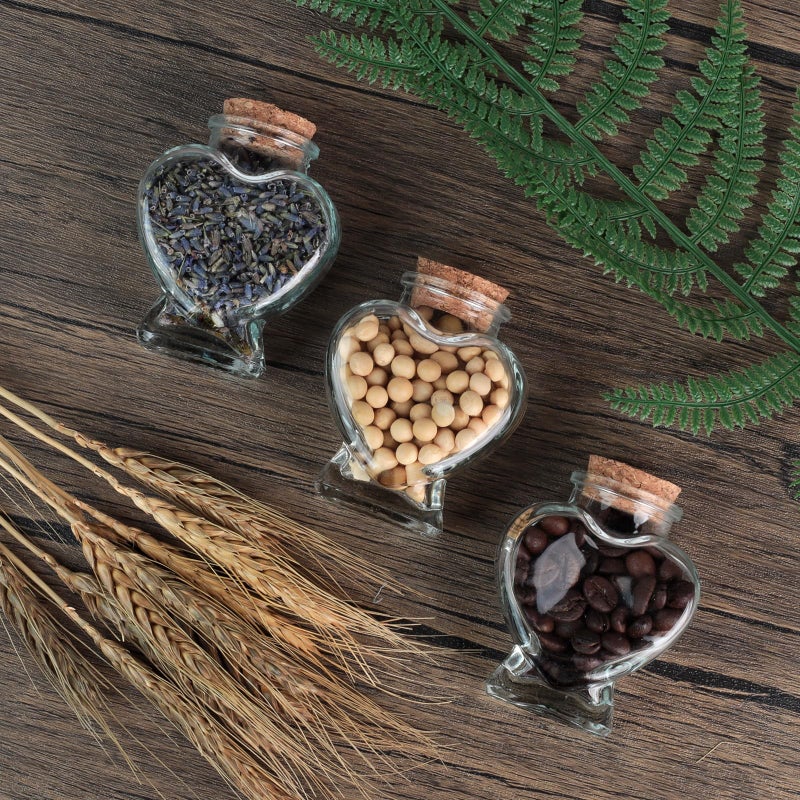 HSXIANG Heart Shaped Small Glass Jars with Cork Lids-5oz Clear Decorativ Bottles for DIY,Wedding Gift, Art Craft or Spell Jars. - Image 3
