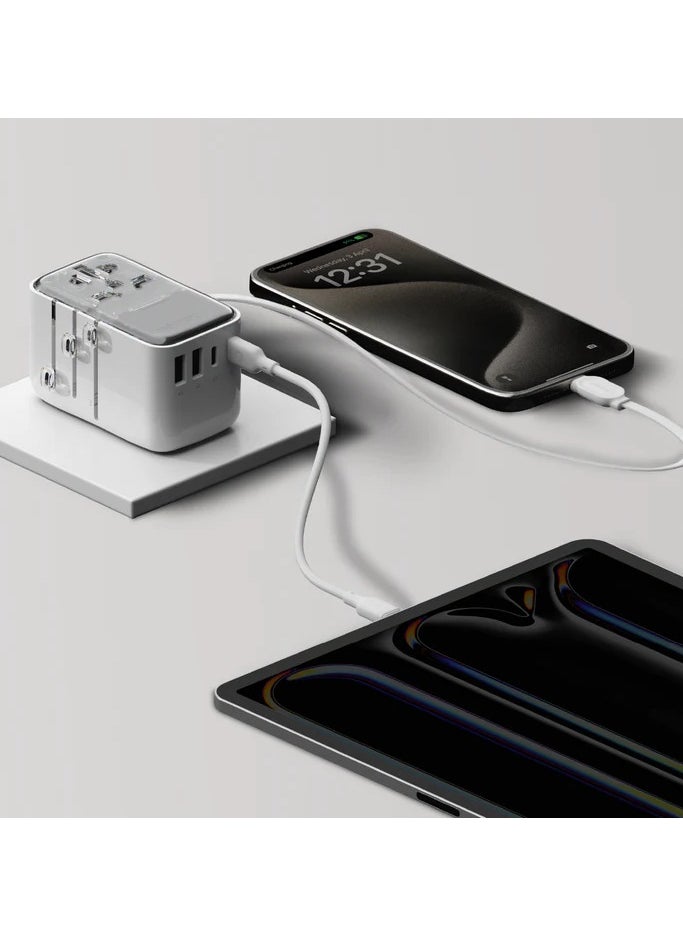 Generic - 1-World+ Flow 4-Port Travel Charger With Built-In USB-C Cable 35W - Image 1