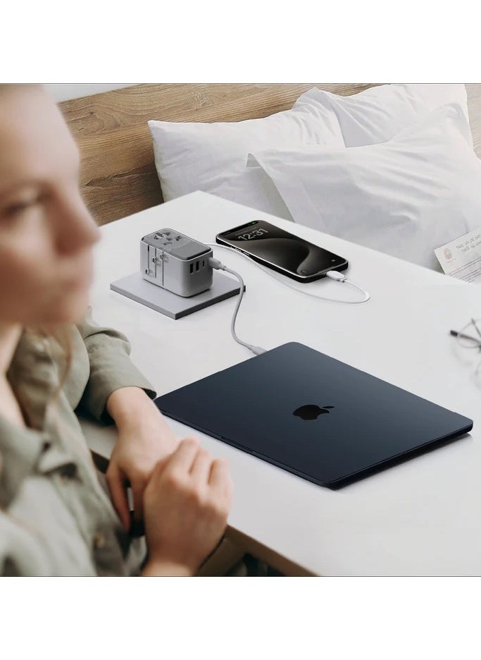 Generic - 1-World+ Flow 4-Port Travel Charger With Built-In USB-C Cable 35W - Image 1