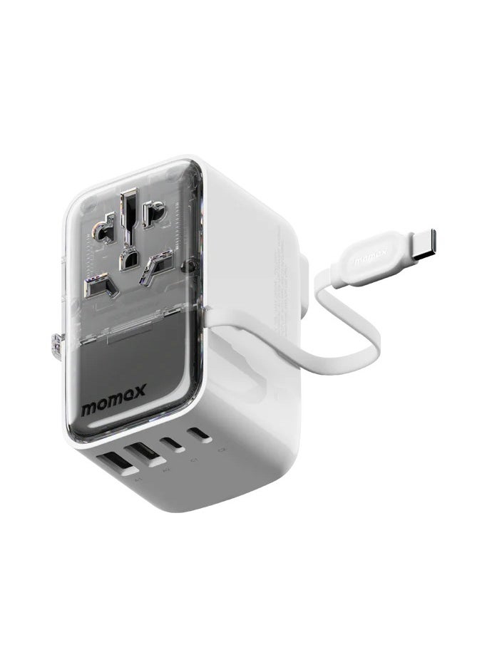 Generic - 1-World+ Flow 4-Port Travel Charger With Built-In USB-C Cable 35W - Image 1