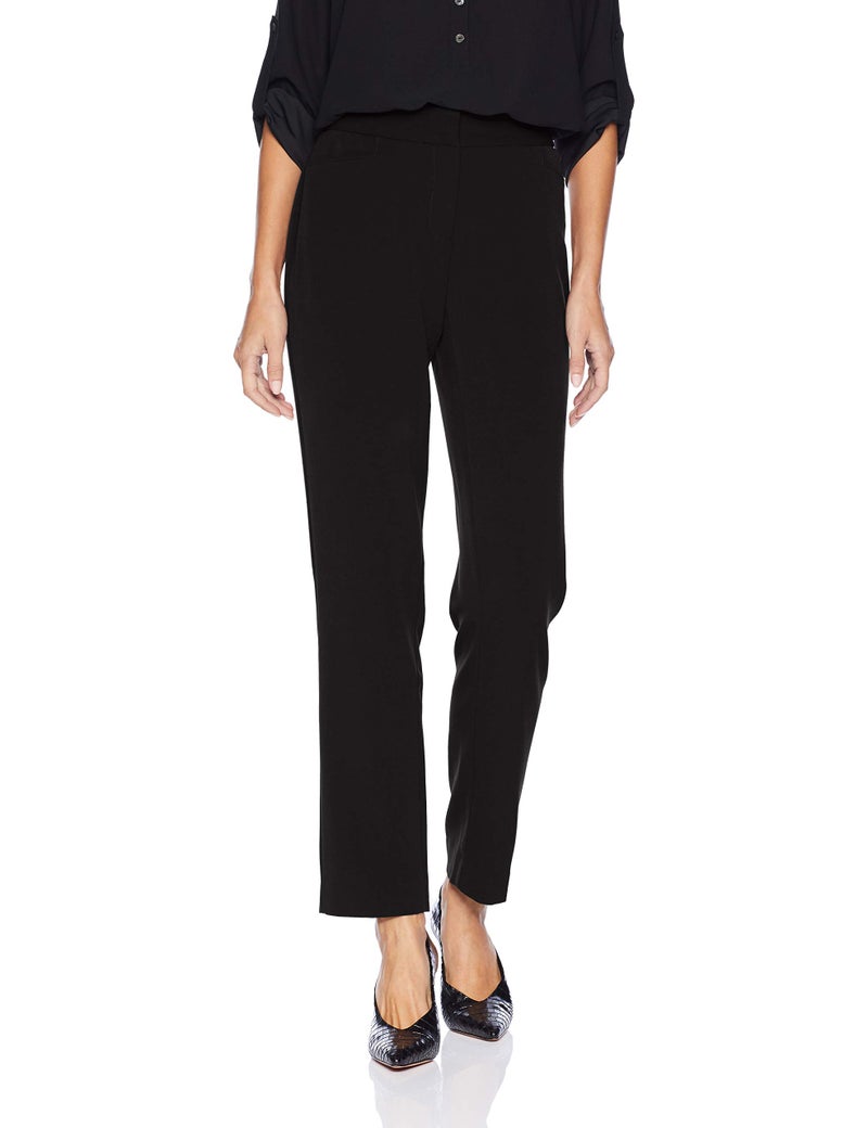 Rafaella Womens Petite Curvy Fit Short Gaberdine Pant Black 8P