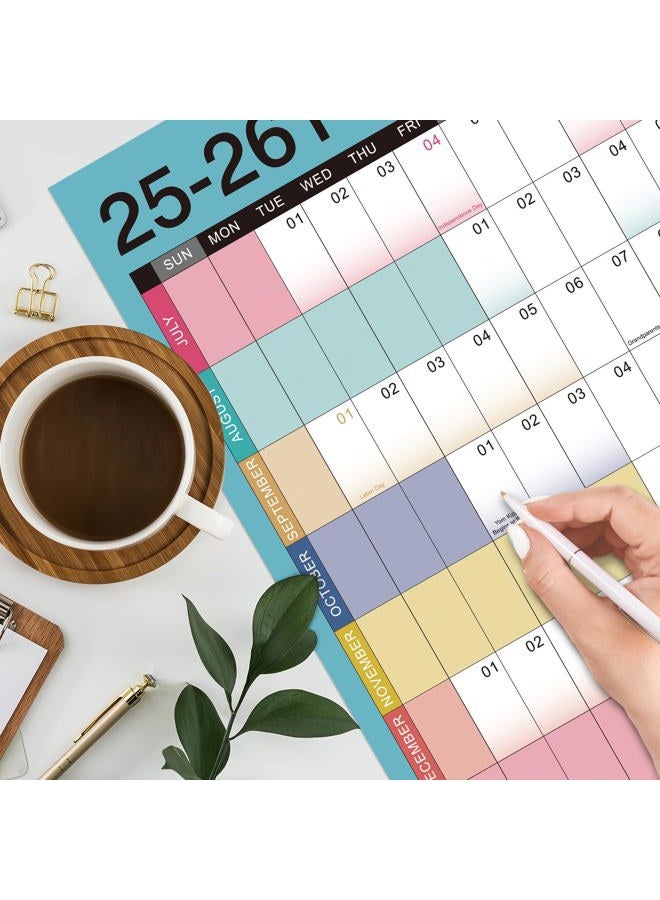 MaaIbok تقويم حائط سنوي 2025-2026 - تقويم حائط سنوي 2025-2026، يوليو 2025 - يونيو 2026، 23.1" × 34.6" (مفتوح)، تقويم حائط بتواريخ يوليان، ورق سميك، ملصقات دائرية مزدوجة الجوانب، تقويم كبير - Image 4