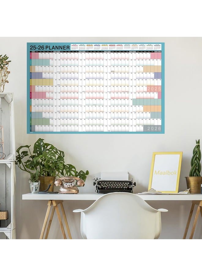 MaaIbok تقويم حائط سنوي 2025-2026 - تقويم حائط سنوي 2025-2026، يوليو 2025 - يونيو 2026، 23.1" × 34.6" (مفتوح)، تقويم حائط بتواريخ يوليان، ورق سميك، ملصقات دائرية مزدوجة الجوانب، تقويم كبير - Image 2
