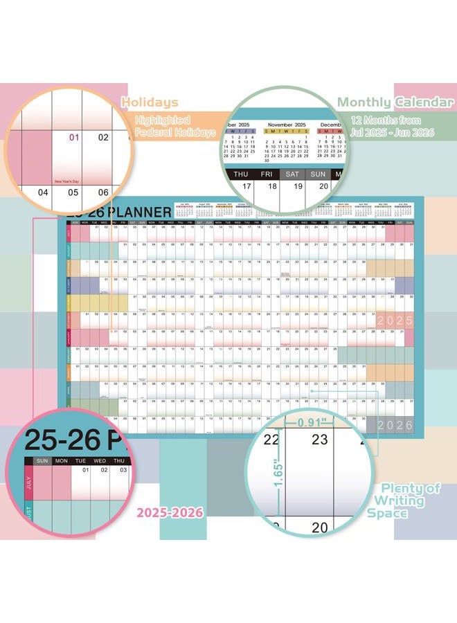 MaaIbok تقويم حائط سنوي 2025-2026 - تقويم حائط سنوي 2025-2026، يوليو 2025 - يونيو 2026، 23.1" × 34.6" (مفتوح)، تقويم حائط بتواريخ يوليان، ورق سميك، ملصقات دائرية مزدوجة الجوانب، تقويم كبير - Image 3