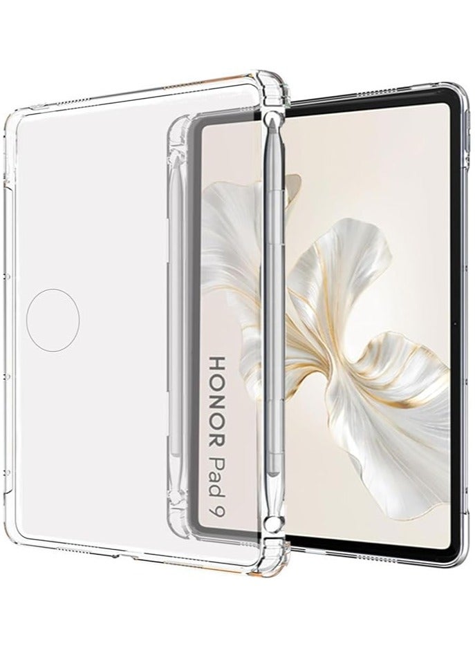 Green Tiger Frosted Clear Case Compatible with Honor Pad 9 12.1 inch, Shockproof Impact Resistant Flexible Cover, Anti-Scratch Transparent Frosted Clear TPU Protective Shell with Pencil Holder - Image 1
