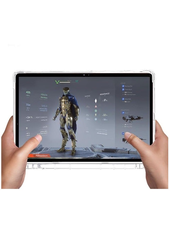 Green Tiger Frosted Clear Case Compatible with Honor Pad 9 12.1 inch, Shockproof Impact Resistant Flexible Cover, Anti-Scratch Transparent Frosted Clear TPU Protective Shell with Pencil Holder - Image 3