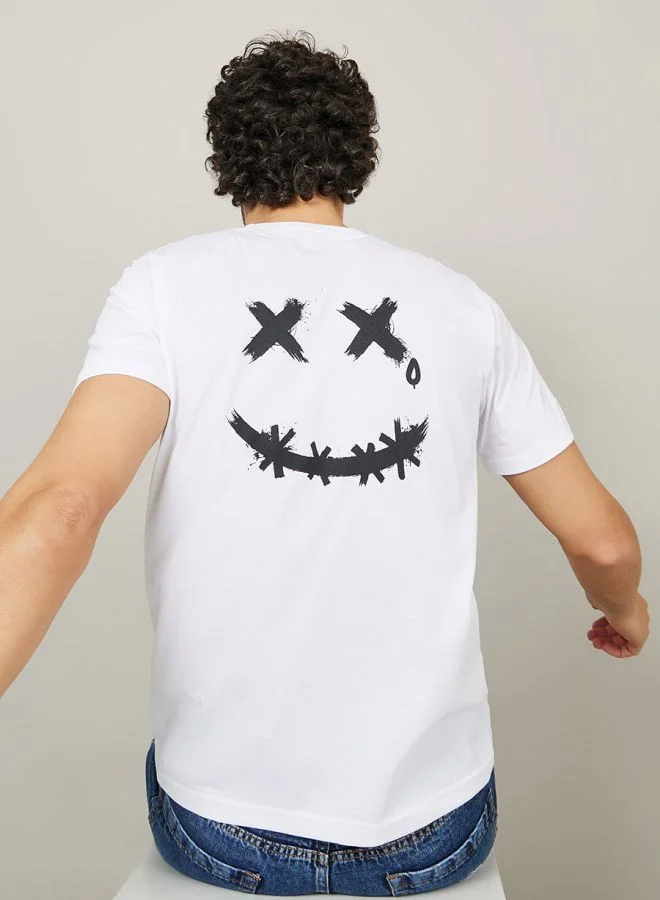 Styli Regular Fit Back Emoji Print T-shirt