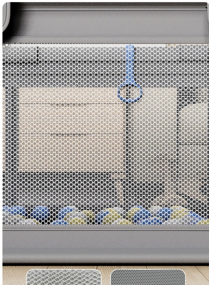 حصريا أنبوب توجيه فولاذي مقاوم للصدأ كبير للأطفال، سياج أمان زحف داخلي للأطفال، مساحة اللعب بشبكة قابلة للتنفس وباب بسحاب - رمادي 120x180 سم - Image 5