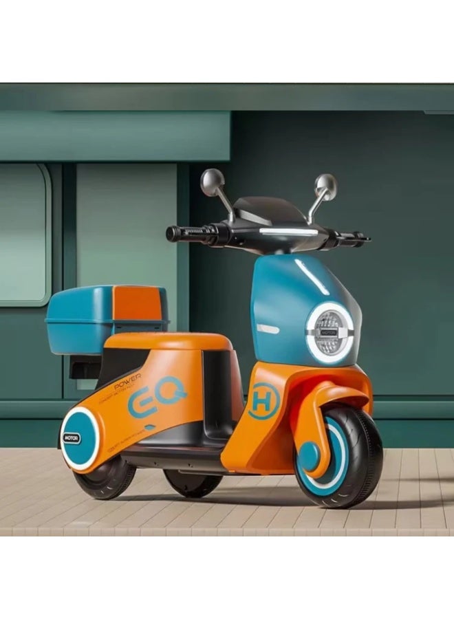 Kids Electric Scooter | Long Life 6V 7Ah Battery with Multi-Mode, Orange/Green - Image 1