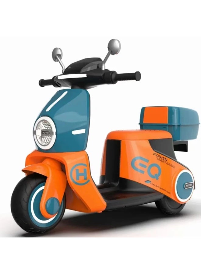 Kids Electric Scooter | Long Life 6V 7Ah Battery with Multi-Mode, Orange/Green - Image 2