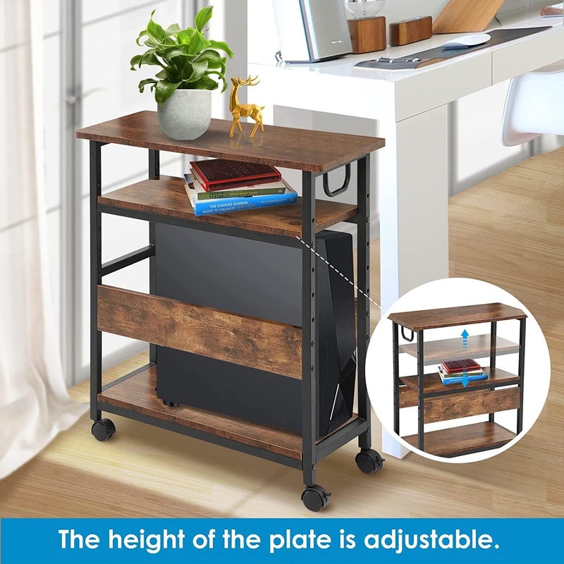 Generic Indian Decor 65205 Adjustable Computer Tower Stand with Shelf Movable PC Floor Stand Compatible with Desktop Special Feature Adjustable  - Image 3