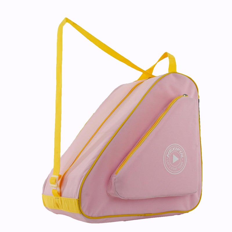 HEXIFUL Skate Bag for Ice, Inline, Roller & Quad Skates - Kids & Adults (Pink/Yellow) - Image 1