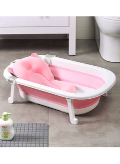 Generic Baby Bathtub,Baby Bath Tub with Soft Cushion & Thermometer,Baby Bathtub Newborn to Toddler 0-36 Months,Portable Travel Baby Tub, Pink  - Image 2