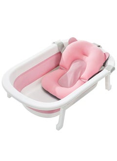 Generic Baby Bathtub,Baby Bath Tub with Soft Cushion & Thermometer,Baby Bathtub Newborn to Toddler 0-36 Months,Portable Travel Baby Tub, Pink  - Image 1