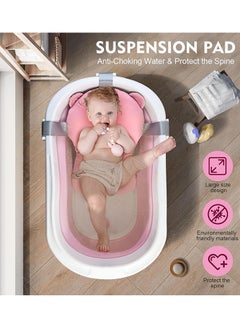 Generic Baby Bathtub,Baby Bath Tub with Soft Cushion & Thermometer,Baby Bathtub Newborn to Toddler 0-36 Months,Portable Travel Baby Tub, Pink  - Image 3