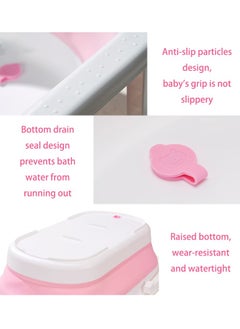 Generic Baby Bathtub,Baby Bath Tub with Soft Cushion & Thermometer,Baby Bathtub Newborn to Toddler 0-36 Months,Portable Travel Baby Tub, Pink  - Image 5