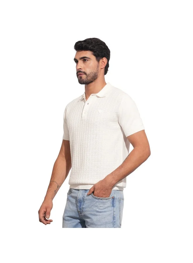 Being Human Mens White Polo Collar Short Sleeve Polo T-Shirt
