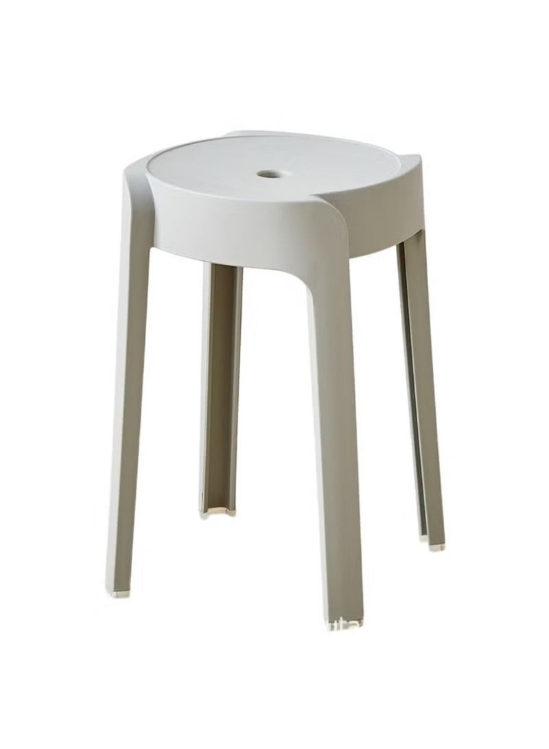 Huitich Thickened Plastic Round Stool – Stackable, Portable Dining & Home Stool (Grey, 30cm) - Image 1