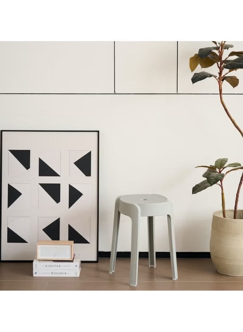 Huitich Thickened Plastic Round Stool – Stackable, Portable Dining & Home Stool (Grey, 30cm) - Image 2