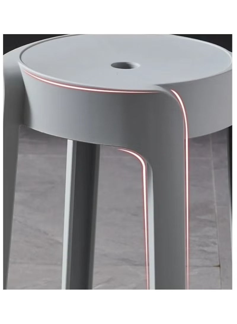 Huitich Thickened Plastic Round Stool – Stackable, Portable Dining & Home Stool (Grey, 30cm) - Image 5