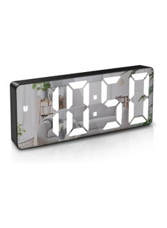 ORIA Digital Alarm Clock, (New Version) 6.5" Large Display LED Mirrored Clock with USB Charging Ports, Snooze, 12h and 24h Display, 3 Adjustable Brightness Suitable for Bedroom, Office, White