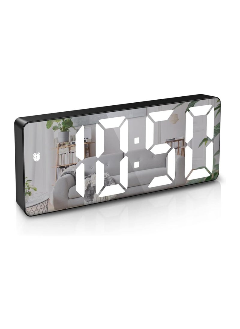 General - ORIA Digital Alarm Clock, (New Version) 6.5" Large Display LED Mirrored Clock with USB Charging Ports, Snooze, 12h and 24h Display, 3 Adjustable Brightness Suitable for Bedroom, Office, White - Image 1