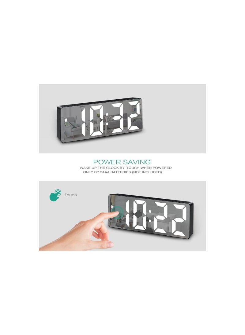 General - ORIA Digital Alarm Clock, (New Version) 6.5" Large Display LED Mirrored Clock with USB Charging Ports, Snooze, 12h and 24h Display, 3 Adjustable Brightness Suitable for Bedroom, Office, White - Image 1