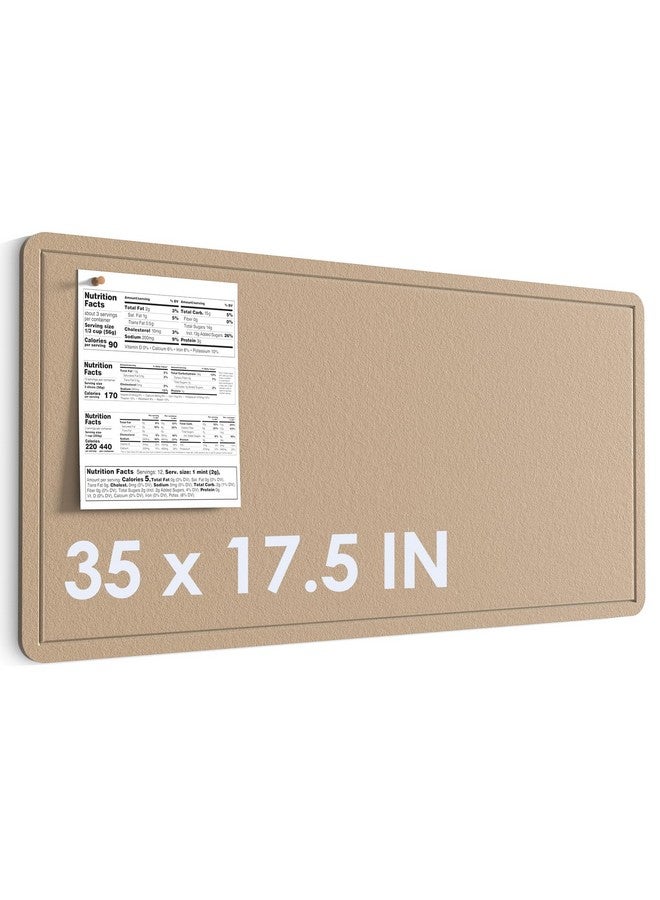 MaxGear Bulletin Board 35" X 17.5", Foldable Felt Board Vision Board Supplies, Cork Board For Office, Home, School, Small Pin Boards For Walls Decorative Picture Framed Display Board Beige Brown - Image 1