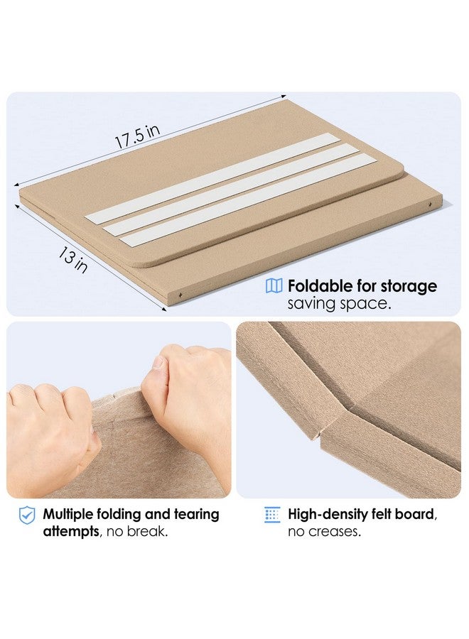 MaxGear Bulletin Board 35" X 17.5", Foldable Felt Board Vision Board Supplies, Cork Board For Office, Home, School, Small Pin Boards For Walls Decorative Picture Framed Display Board Beige Brown - Image 3