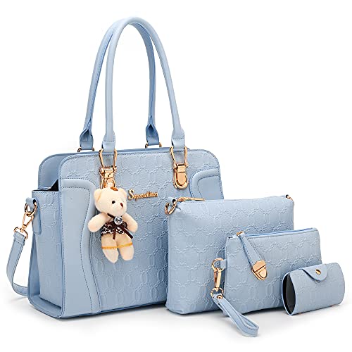 Soperwillton Women's Fashion Handbags Tote Bags Shoulder Bag Top Handle Satchel Purse Set 4pcs - Image 1