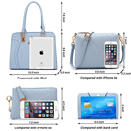 Soperwillton Women's Fashion Handbags Tote Bags Shoulder Bag Top Handle Satchel Purse Set 4pcs - Image 3