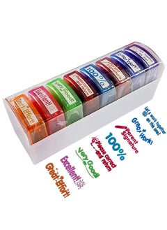 Y&D Bertiveny Teacher Stamps for Grading Classroom, Parent Signature Self-Inking Stamp Set Homework Supplies with 8 pcs  - Image 1