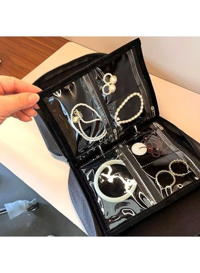 Arabest Waterproof Anti-Tarnish Jewelry Organizer for Travel - Large Capacity Foldable Jewelry Box with 36 Compartments, Portable Earring Necklace Ring Organizer (Black) - Image 5