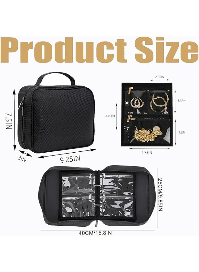 Arabest Waterproof Anti-Tarnish Jewelry Organizer for Travel - Large Capacity Foldable Jewelry Box with 36 Compartments, Portable Earring Necklace Ring Organizer (Black) - Image 2