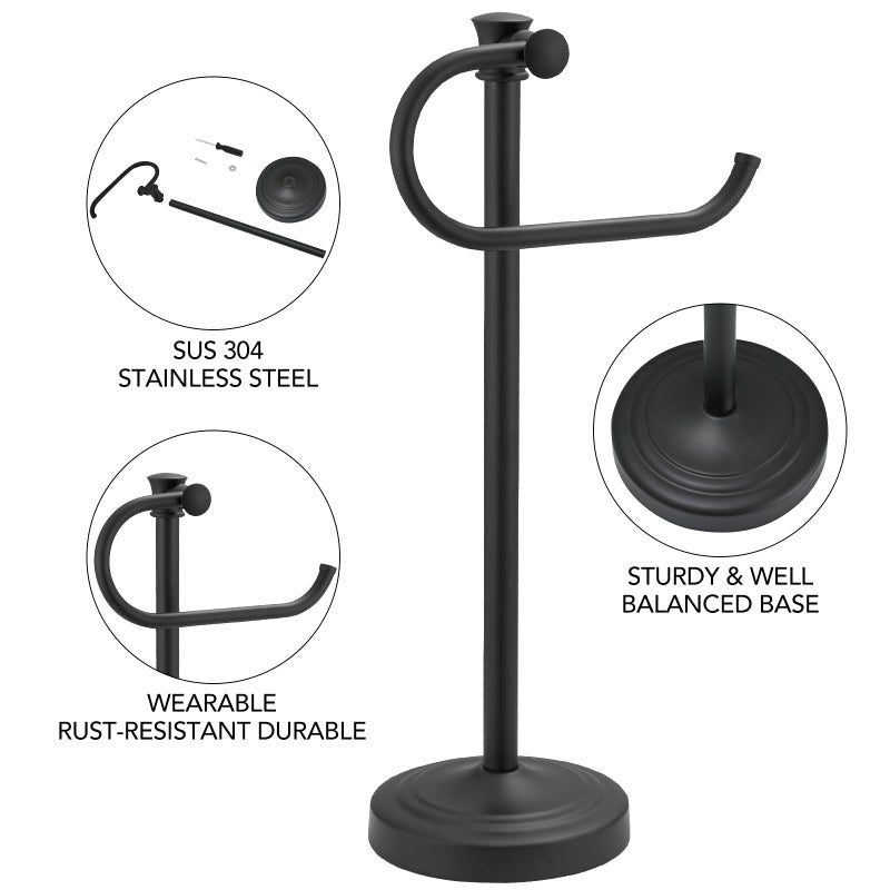 BESy 17 Inch Matte Black Stand Towel Bar Hanger Hand Towel Bar Bathroom Vanity Countertop Towel Holder Free Standing Stainless Steel Towel Ring Hardware Accessories Towel Rack - Image 3