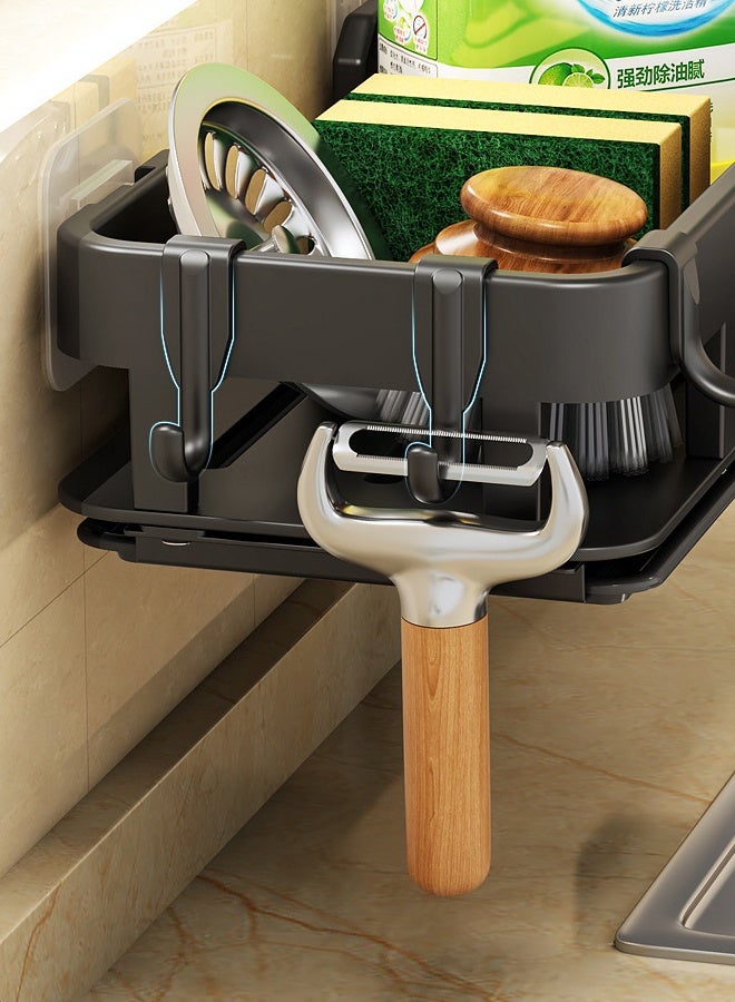 HQ-GAMING Black Sponge Holder for Kitchen Sink, Sink Caddy Organizer, Kitchen Countertop Organizers and Storage Essentials, Soap Dispenser Organizer, Wall Hanging Sink Caddy Organizer Rack - Image 5