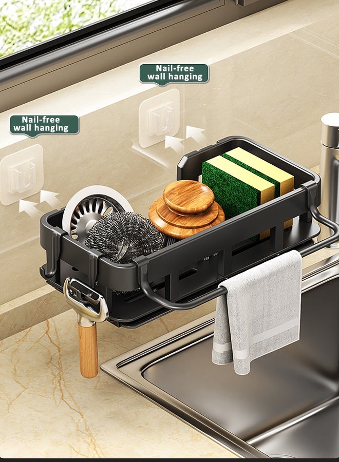 HQ-GAMING Black Sponge Holder for Kitchen Sink, Sink Caddy Organizer, Kitchen Countertop Organizers and Storage Essentials, Soap Dispenser Organizer, Wall Hanging Sink Caddy Organizer Rack - Image 3